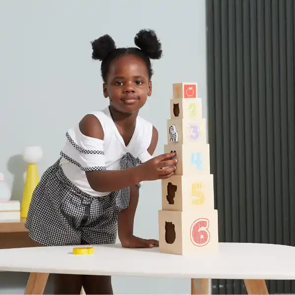 Деревянные кубики-пирамидка "Играй и учи"