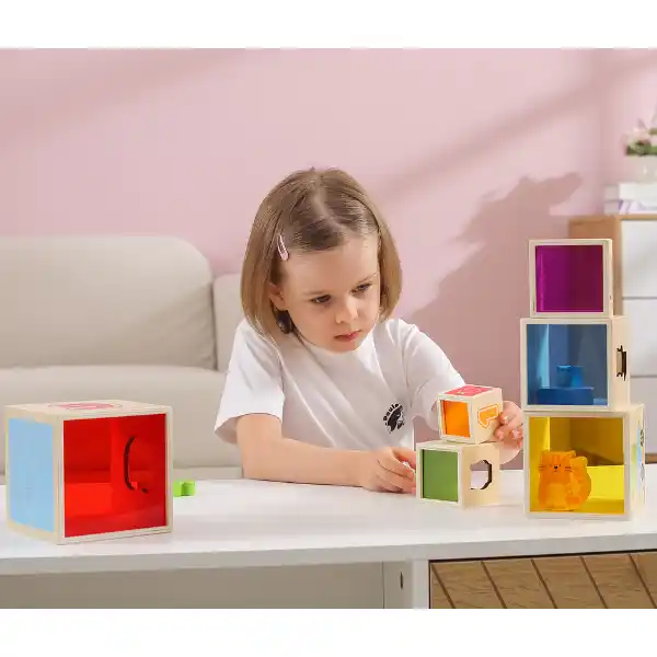 Деревянные кубики-пирамидка "Играй и учи"