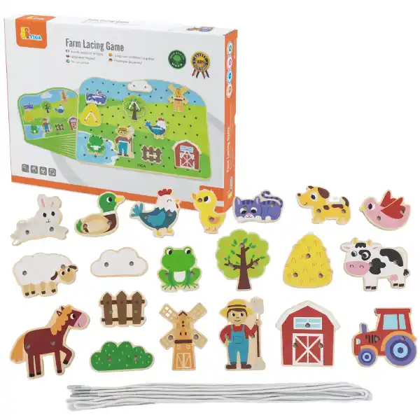 Деревянная шнуровка "Ферма", 24 элем.