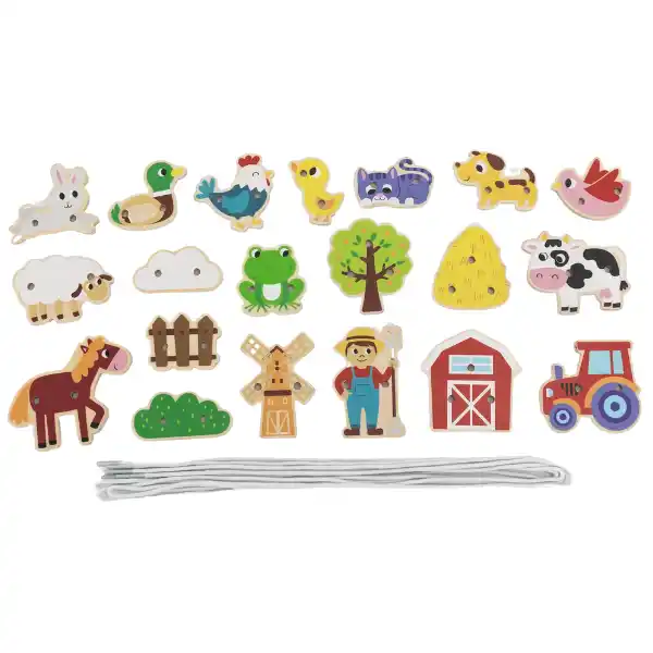 Деревянная шнуровка "Ферма", 24 элем.