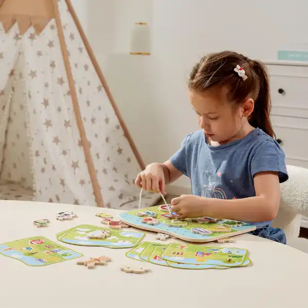 Деревянная шнуровка "Ферма", 24 элем.