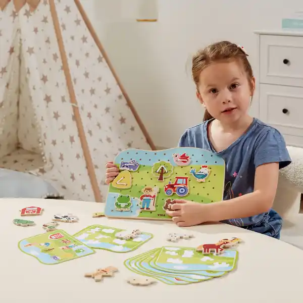 Деревянная шнуровка "Ферма", 24 элем.