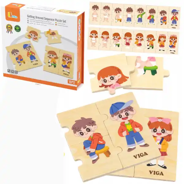 Деревянный пазл-игра "Учимся одеваться", 28 элем.