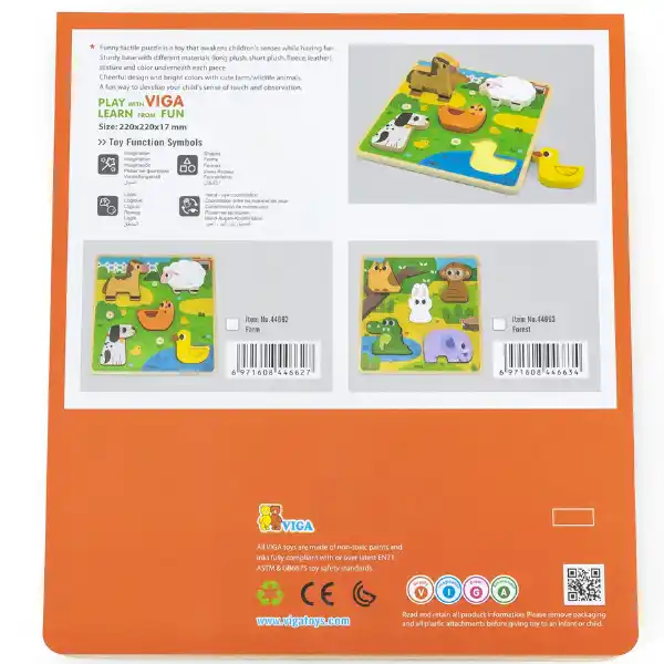 Тактильный пазл - вкладыш "Лесные животные", 5 элем.