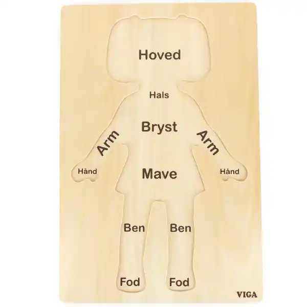 Деревянный пазл с кнопкой "Девочка - Изучаем части тела", 11 элем.