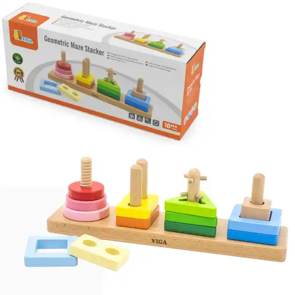 Sorter geometric din lemn „Calcul, forme si culori”