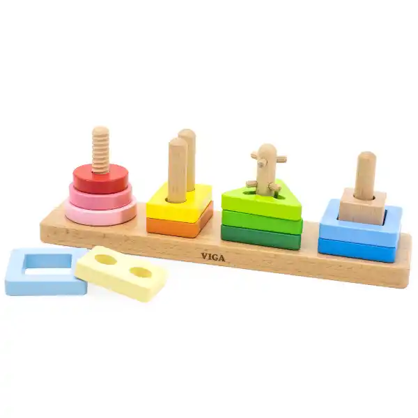 Sorter geometric din lemn „Calcul, forme si culori”