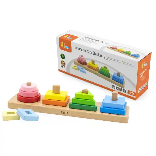 Деревянный геометрический сортер "Учим формы и цвета", 12 элем.