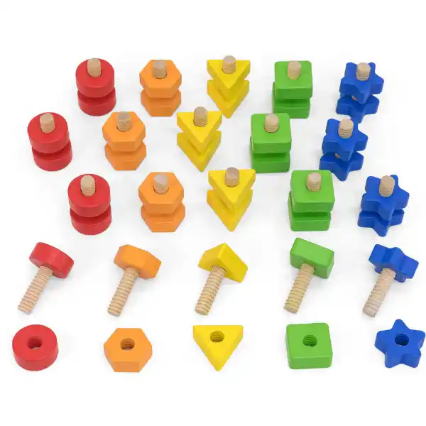 Деревянный развивающий набор "Гайки и болты", 40 элем.