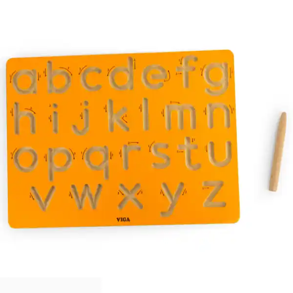 Деревянная алфавитная доска (строчные буквы) с деревянной ручкой