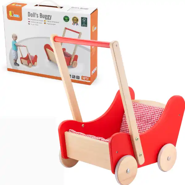 Ходунки-каталка и коляска 2 в 1, красного цвета