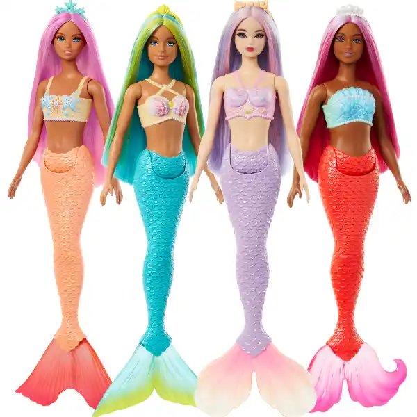 Papușa Barbie Dreamtopia „Sirena cu păr multicolor”, 4 modele