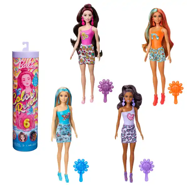 Papusa Barbie Color Reveal gama „Inspirat de curcubeu”, tema anilor 1960
