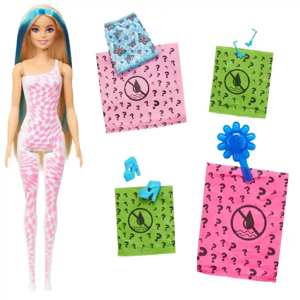 Papusa Barbie Color Reveal gama „Inspirat de curcubeu”, tema anilor 1960