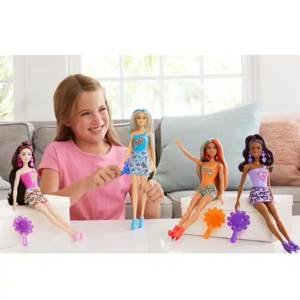 Papusa Barbie Color Reveal gama „Inspirat de curcubeu”, tema anilor 1960