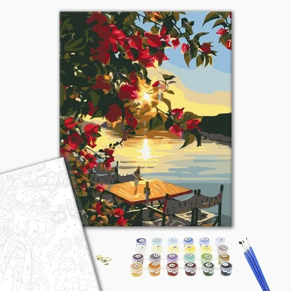 Pictură pe numere 40*50 cm (în cutie) – Apus de soare pe dig