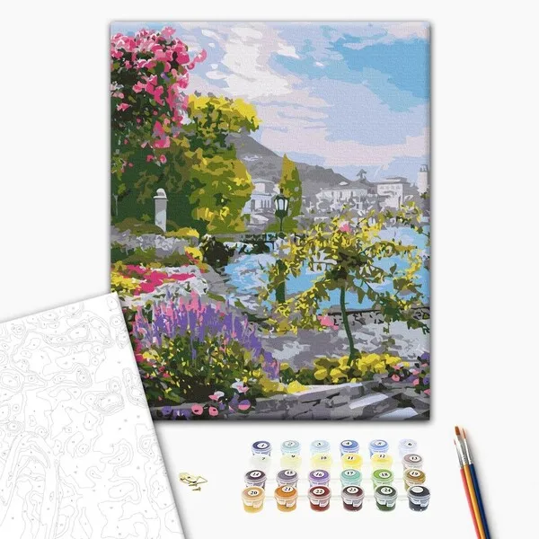 Pictură pe numere 40*50 cm (în cutie) – Grădină antică pe malul mării