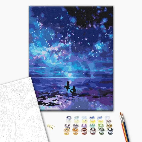 Pictură pe numere 40*50 cm (în cutie) – Malul mării în culorile nopții