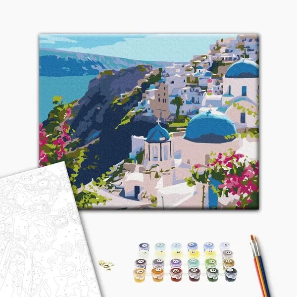 Pictură pe numere 40*50 сm (fără cutie) – Peisaj din Santorini