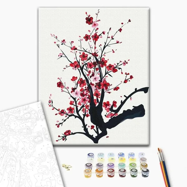 Pictură pe numere 40*50 сm (fără cutie) – O ramură de sakura