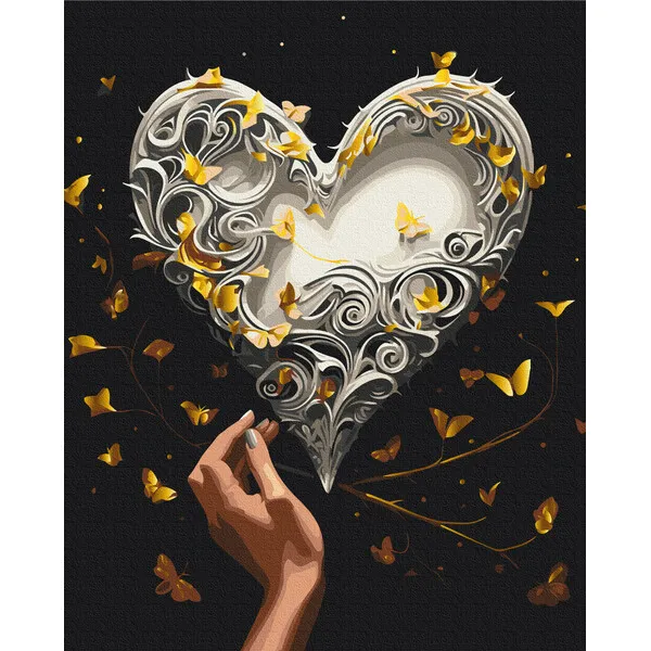 Pictură pe numere 40*50 сm (pânză neagră/fără cutie) – Dansul fluturilor