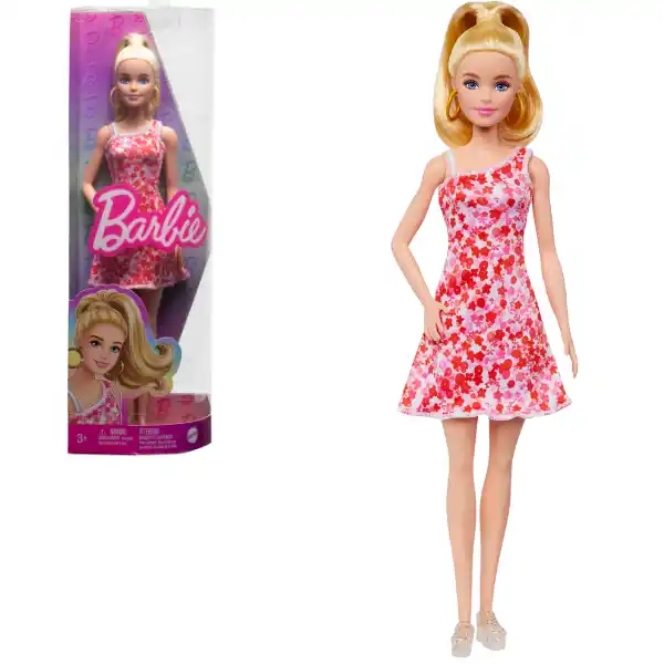Papușa Barbie „Fashionista în rochie cu model floral”