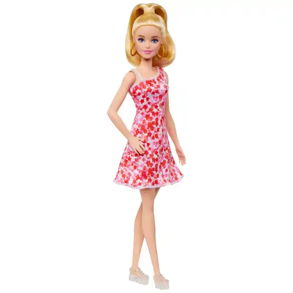 Papușa Barbie „Fashionista în rochie cu model floral”