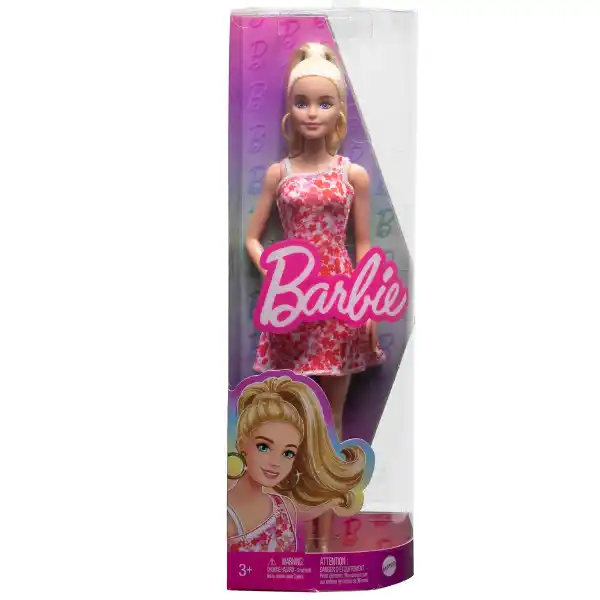 Papușa Barbie „Fashionista în rochie cu model floral”
