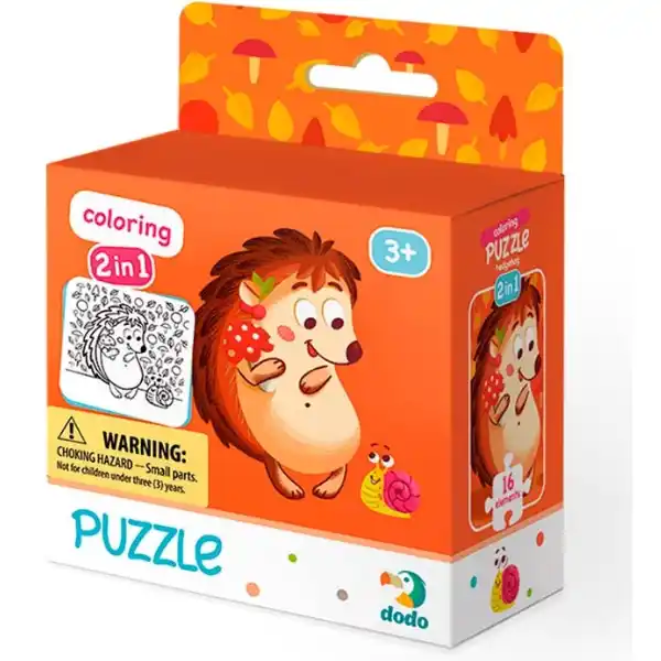 Puzzle 2 în 1 "Ariciul", serie Colorare, 16 elem.
