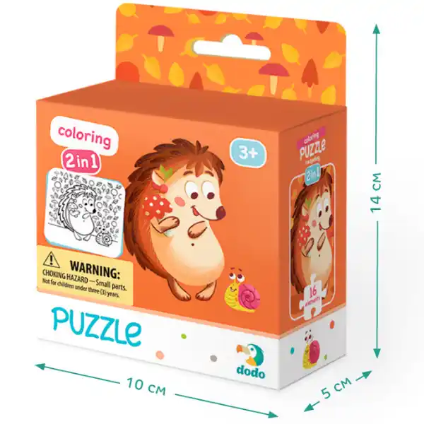Puzzle 2 în 1 "Ariciul", serie Colorare, 16 elem.