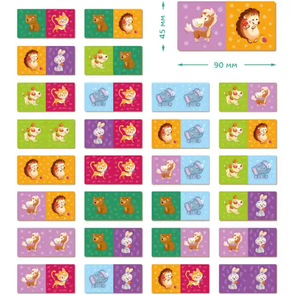 Настольная игра "Домино с животными", 28 карточек