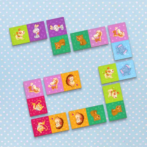 Настольная игра "Домино с животными", 28 карточек