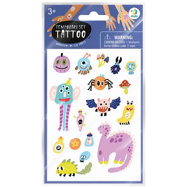 Set de tatuaje temporare pentru copii "Monștrii la petrecere", 64 buc.