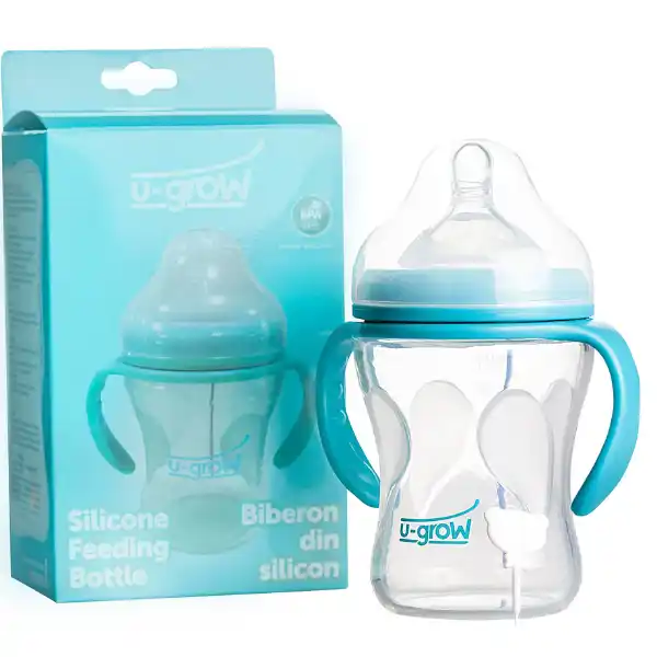 Силиконовая бутылочка с датчиком температуры и широким горлышком, 230 мл