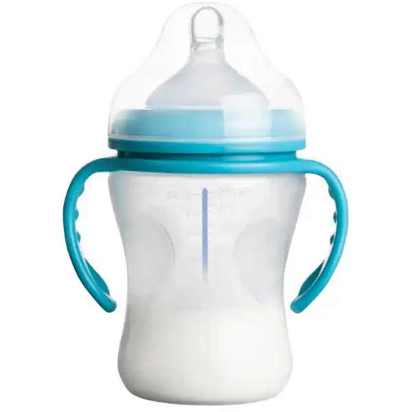 Силиконовая бутылочка с датчиком температуры и широким горлышком, 230 мл