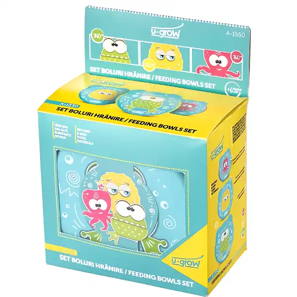 Набор из 3 мисок для кормления с крышкой, 160/240/340 мл