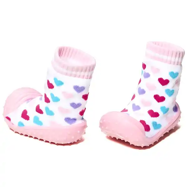 Șosete cu inimioare antiderapante pentru copii, mărimea 19