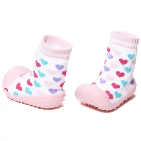 Șosete cu inimioare antiderapante pentru copii, mărimea 19