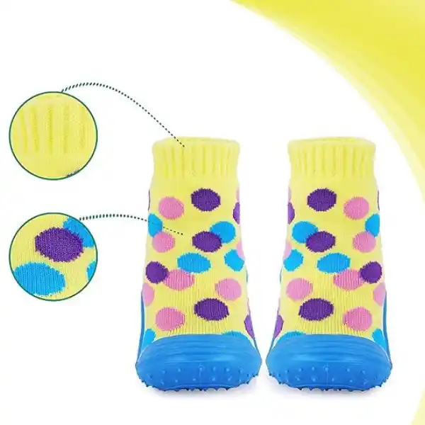 Șosete cu inimioare antiderapante pentru copii „Buline mlticolore”, mărimea 19