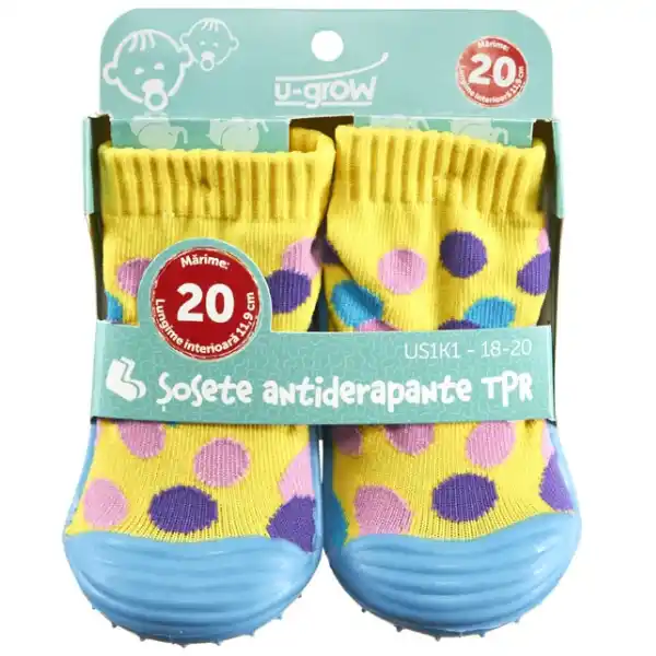 Șosete cu inimioare antiderapante pentru copii „Buline mlticolore”, mărimea 22