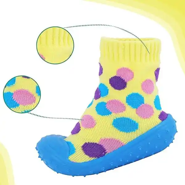 Șosete cu inimioare antiderapante pentru copii „Buline mlticolore”, mărimea 22