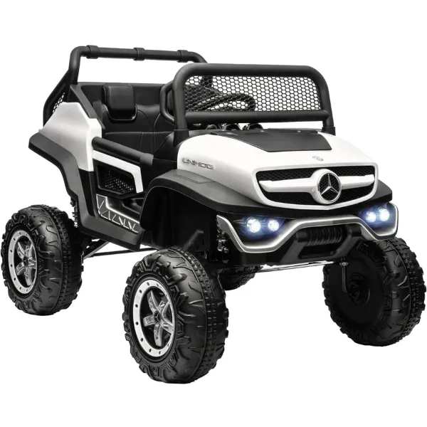 Masinuta electrica MERCEDES BENZ UNIMOG, 12V14Ah, motor 25Wx4, roți EVA, scaune din piele