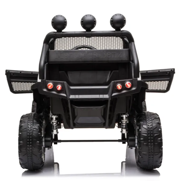 Masinuta electrica MERCEDES BENZ UNIMOG, 12V14Ah, motor 25Wx4, roți EVA, scaune din piele