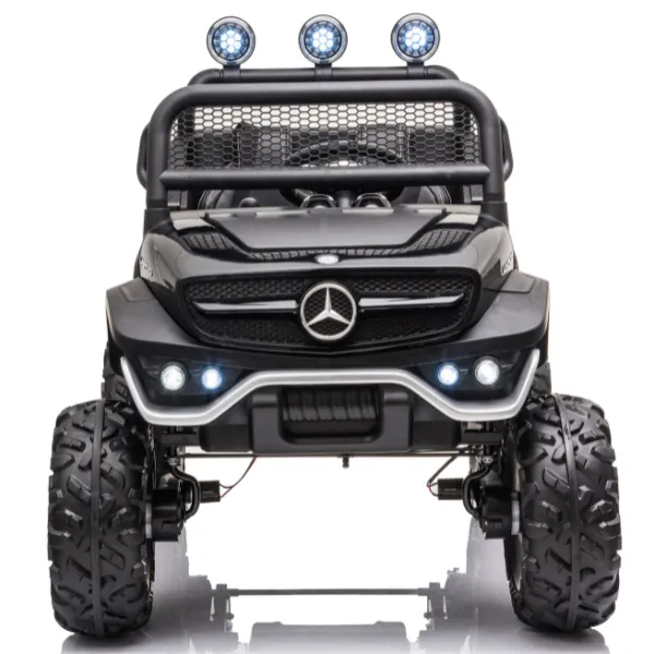 Masinuta electrica MERCEDES BENZ UNIMOG, 12V14Ah, motor 25Wx4, roți EVA, scaune din piele