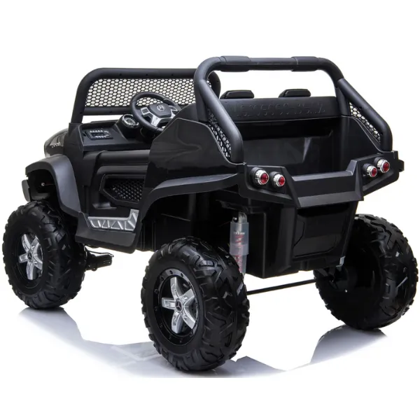 Masinuta electrica MERCEDES BENZ UNIMOG, 12V14Ah, motor 25Wx4, roți EVA, scaune din piele