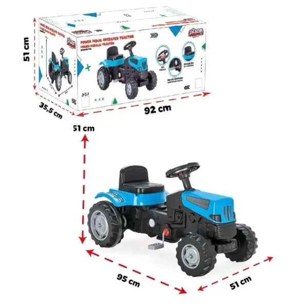 Tractor albastru cu pedale