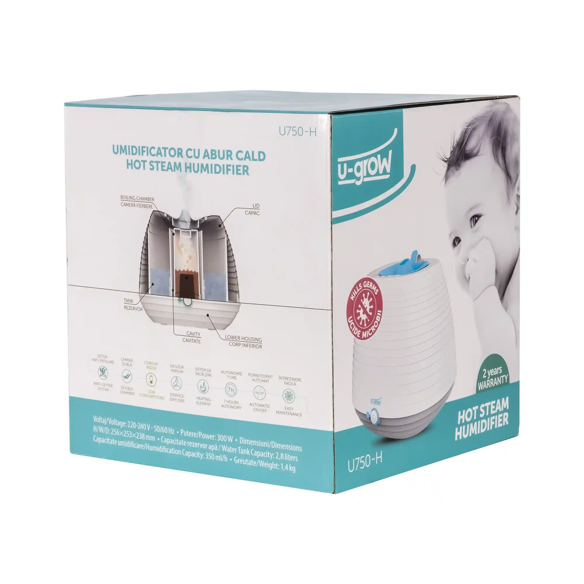 Увлажнитель воздуха с горячим паром, U-grow