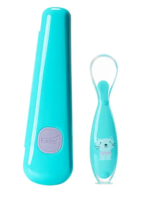 Синяя силиконовая ложка с подставкой, U-Grow