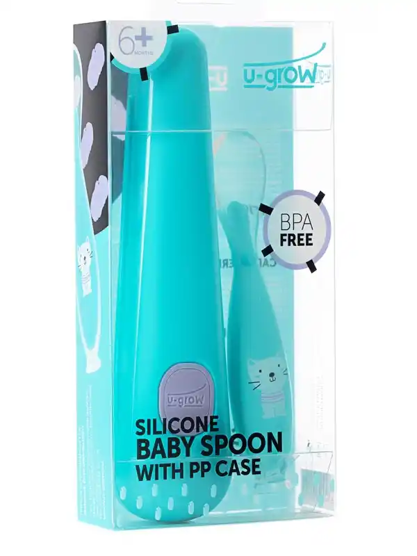 Синяя силиконовая ложка с подставкой, U-Grow
