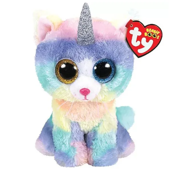 Breloc - Pisicuță multicolor HEATHER 12 cm (Beanie babies clip)